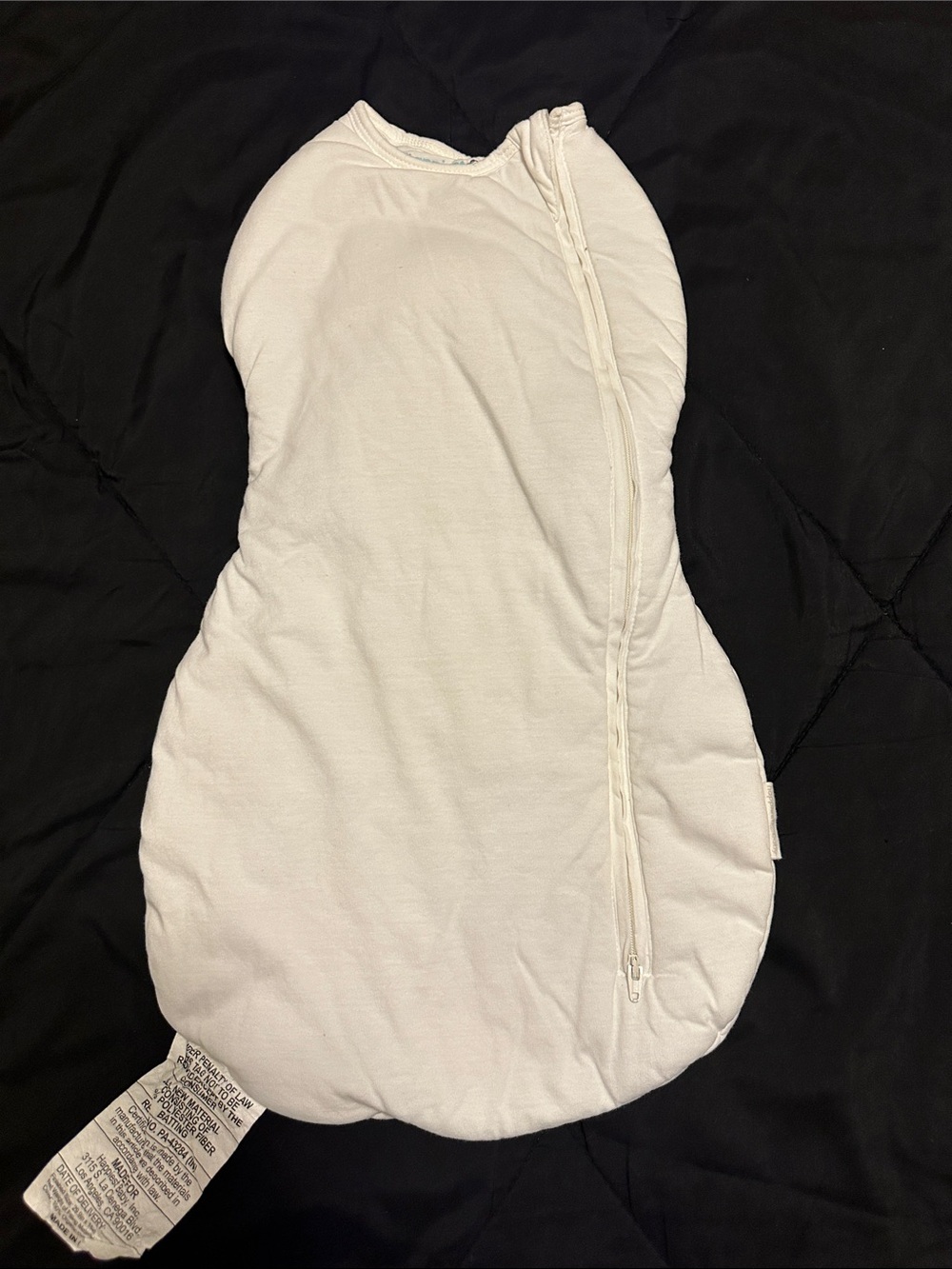 White Infant Sleep Sack Swaddle with Side Zipper
